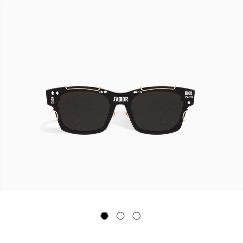 "J'ADIOR" SUNGLASSES, BLACK AND SILVER-TONE